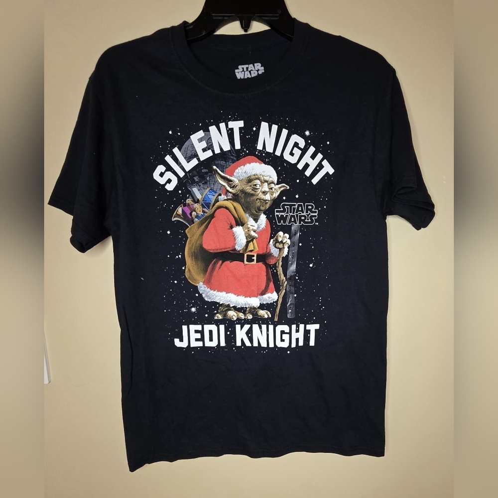 Star Wars Yoda Silent Jedi Knight Xmas Black Tee-shirt Size Small
